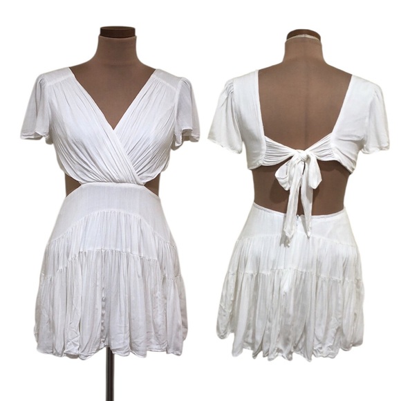 Lulu’s Feeling The Sunshine Dress Size Medium Ivory Off White Cutout Mini - Picture 1 of 8